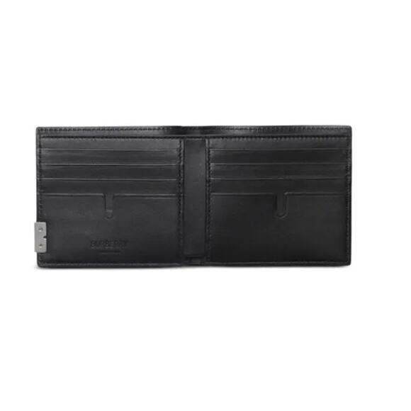 Burberry Men's Black Hipfold Granny Leatherv B-cut Bi-fold Wallet One Size - Picture 9 of 9